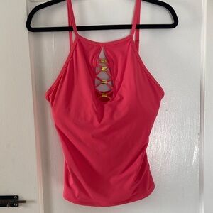 Women's High Neck Beaded Keyhole Tankini